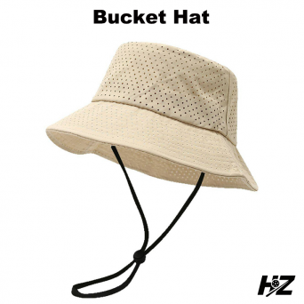 Wide Brim Perforated Bucket Hat with Adjustable String Airy Mesh Fabric Breathable UV-Protective Boonie Hat for Pickleball Golf Fishing outdoor activities