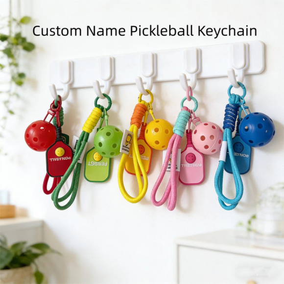 Mini Pickleball and Paddle Keychain Bag Charm Gift