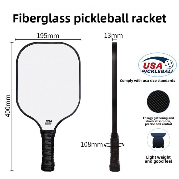 Cross-border Best-selling USA Approved Fiberglass Honeycomb Pickleball Paddle 1.3cm Thick 225g Stylish Outdoor Casual Sports Set