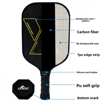 Pickleball Racket OEM Customization Full Carbon-Fiber One-Piece Molding PP-Core Pickleball Racket