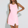 2026 Women Adults Pickleball Dress Built Bra Shorts Moisture Wicking Sleeveless Solid Polyester Athletic Outfit