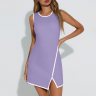 2026 Women Adults Pickleball Dress Built Bra Shorts Moisture Wicking Sleeveless Solid Polyester Athletic Outfit