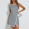 2026 Women Adults Pickleball Dress Built Bra Shorts Moisture Wicking Sleeveless Solid Polyester Athletic Outfit