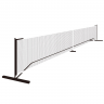 Widened steel base tube and welded joints on portable pickleball net frame for stability