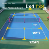 Pickleball court layout diagram with official 20 x 44 ft dimensions and boundary markers