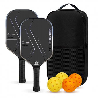 T700 Carbon Fiber Pickleball Paddle Set &ndash; 2 Rackets with Honeycomb Core, Carry Bag and 4 Balls Bundle