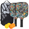Pickleball paddle set of 2 with carry bag and indoor outdoor balls for backyard and court play