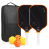 Orange T700 pickleball paddle set with matte carbon friction surface and USA Pickleball approval
