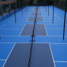 Multiple pickleball court color schemes with PVC sports flooring for indoor and outdoor courts