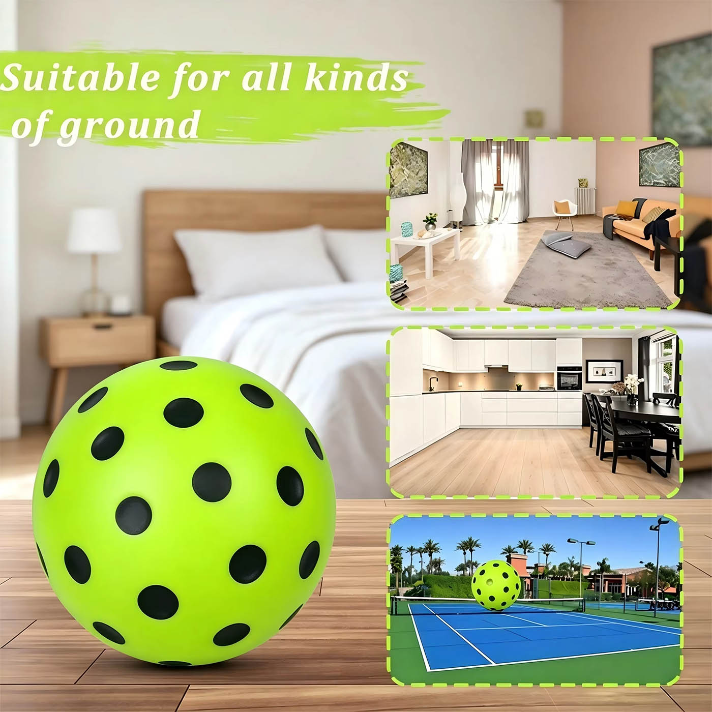 Silent Pickleball Balls Quiet PU Foam Pickleballs for Indoor and Outdoor Pickleball Practice