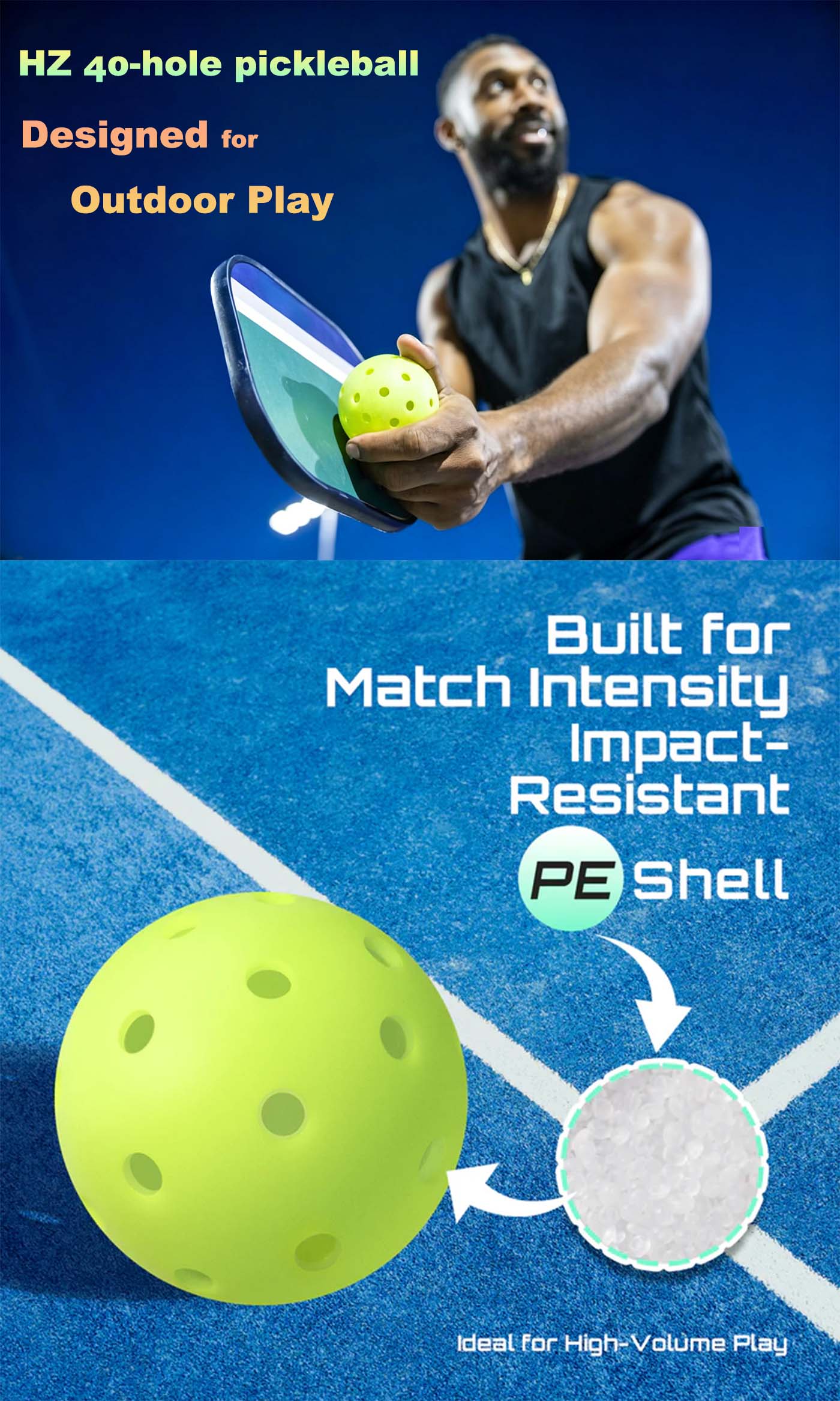 40-Hole Rotational Molded Competition-Grade Pickleball Neon Green