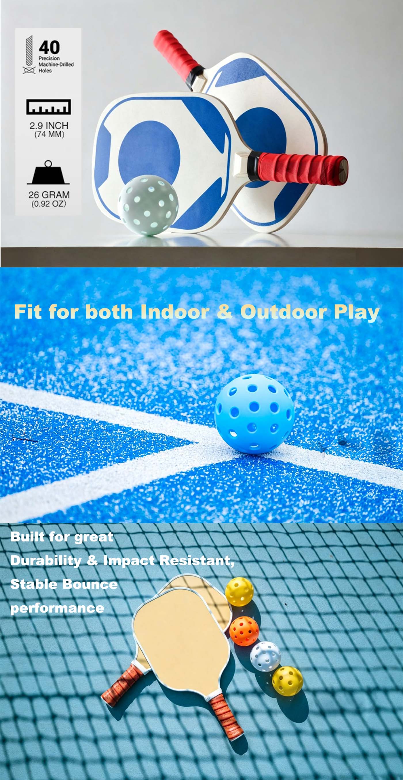 Turquoise 40-Hole Pickleball Rotational Molded USAPA Competition-Grade