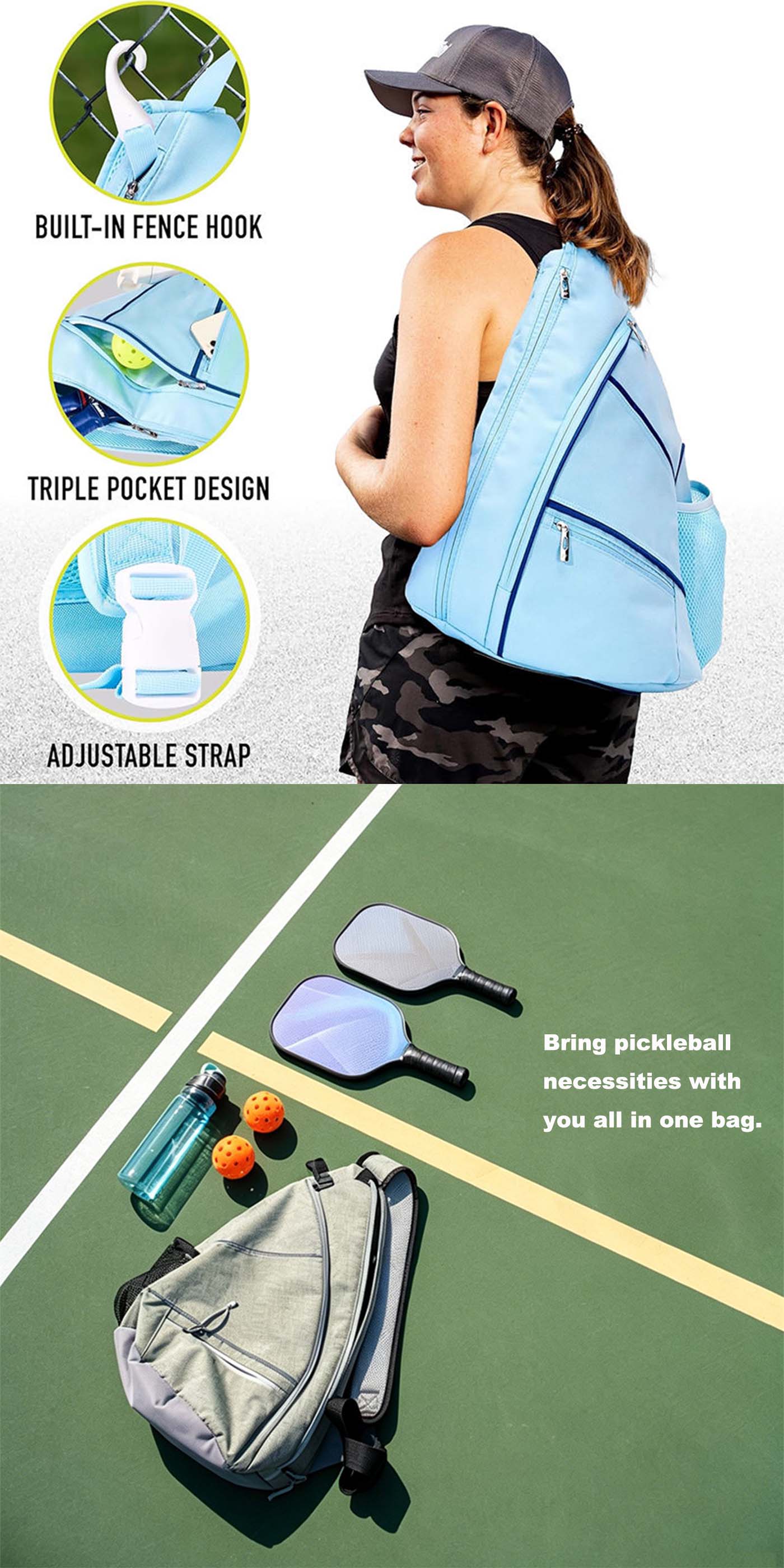 Sling Bag For Pickleball Outdoor Sports and Everyday Travel