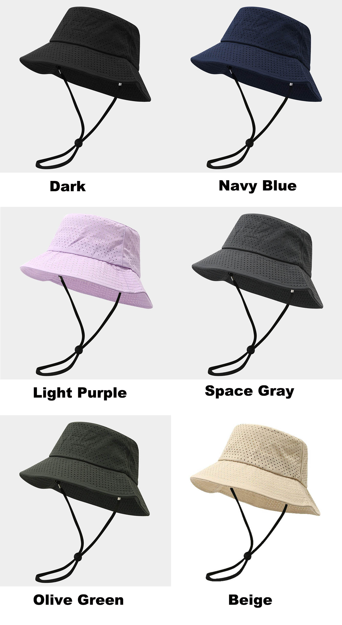 Wide Brim Perforated Bucket Hat with Adjustable String Airy Mesh Fabric Breathable UV-Protective Boonie Hat for Pickleball Golf Fishing outdoor activities