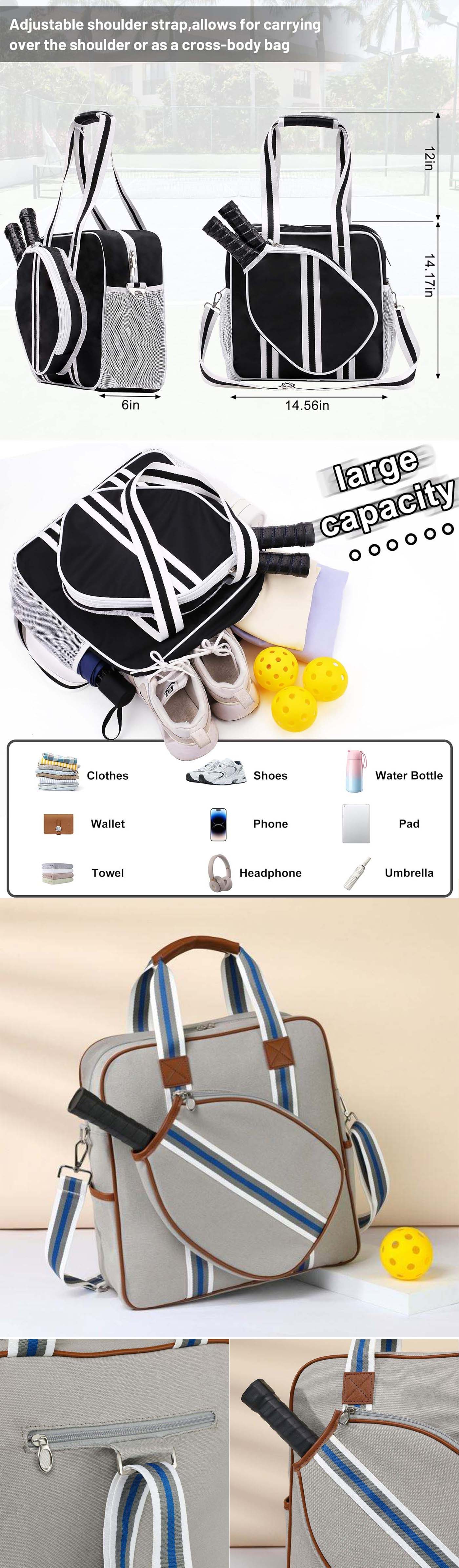 Stylish Pickleball Tote Bag
