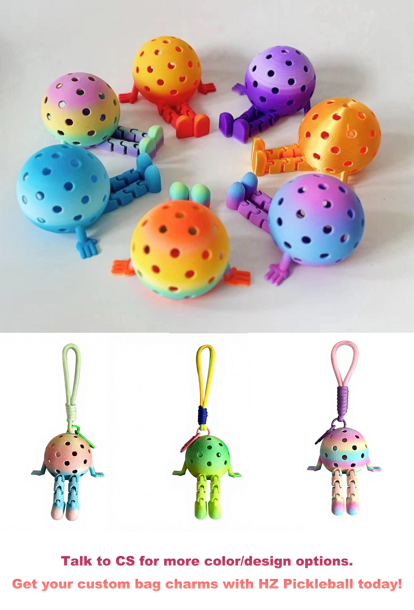 Mini pickleball Friend Keychains ornaments bag charms