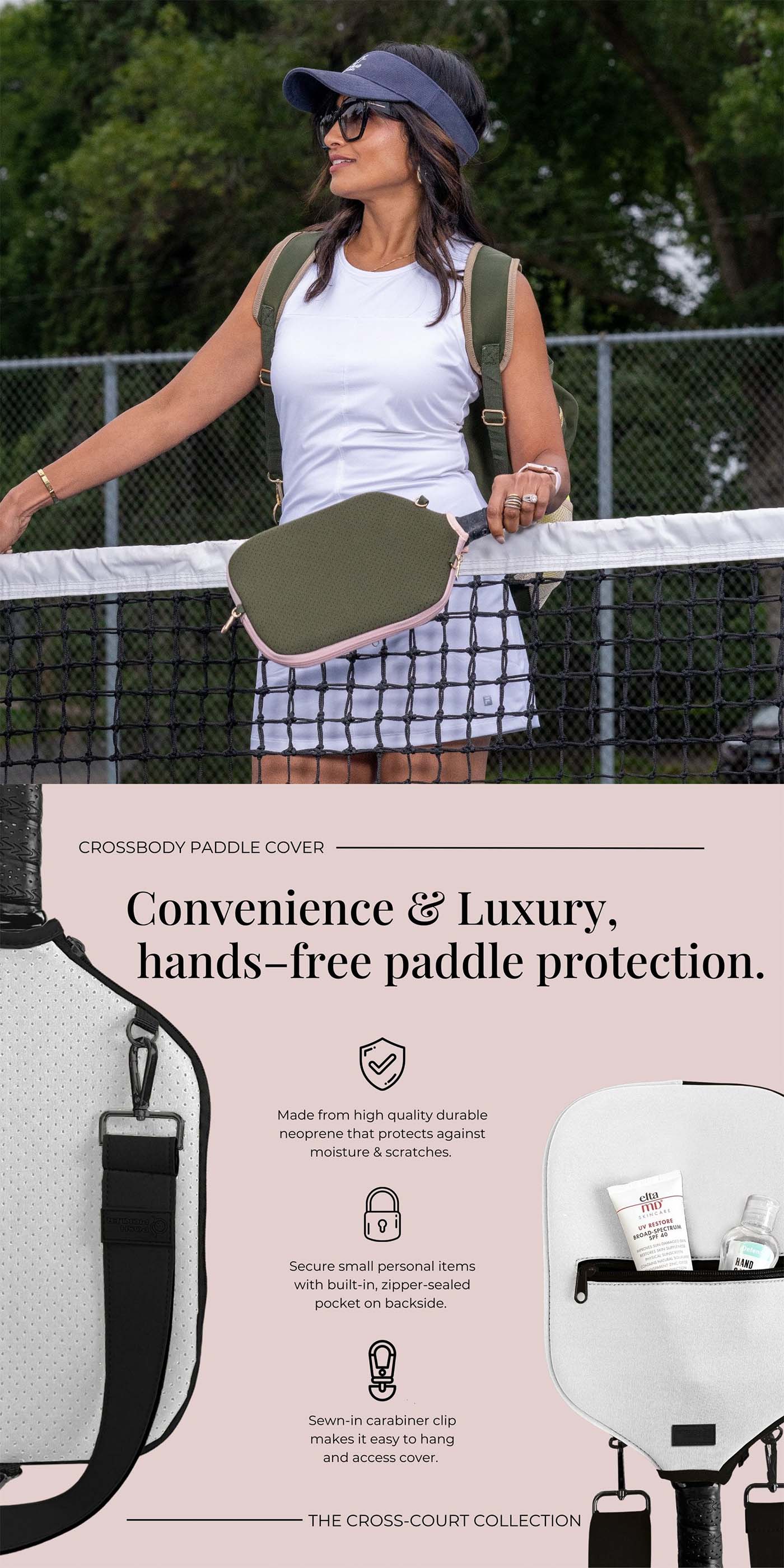 Pickleball Paddle Cover with Cross-body Strap