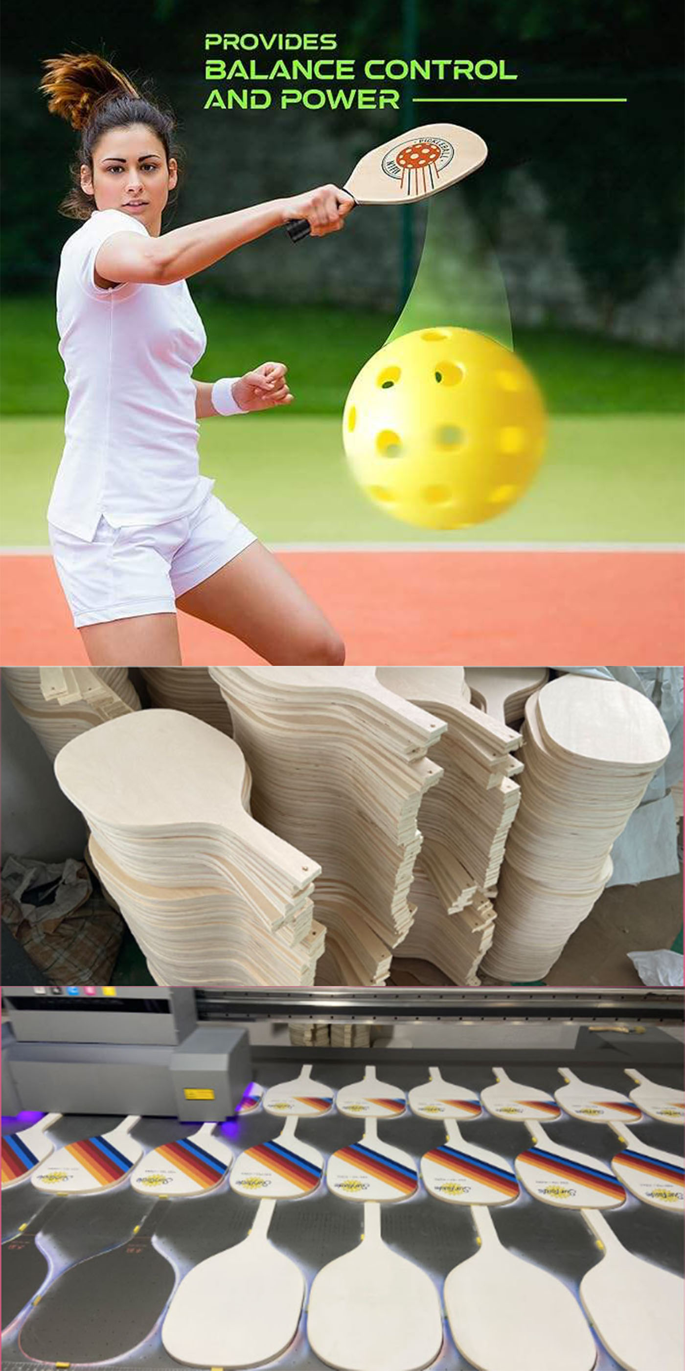 HZ Wooden Pickleball Paddle available for bundle customization and logo printing
