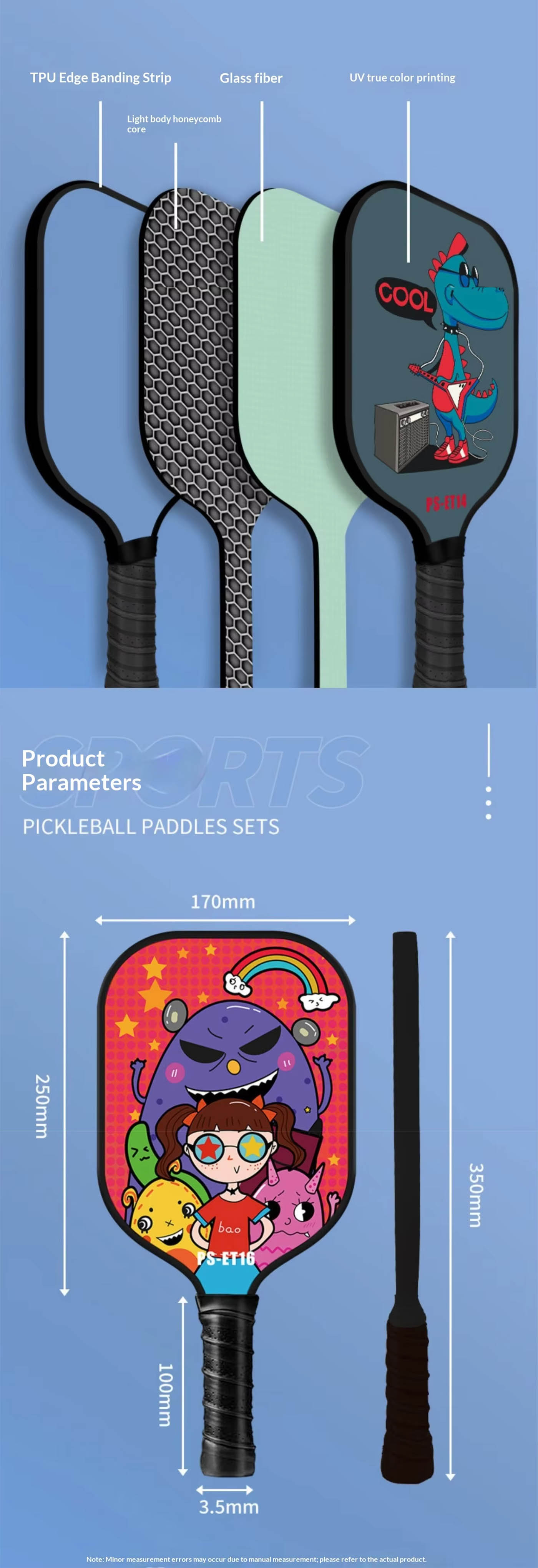 Kids Pickleball Paddle – 16 Fun Cartoon Designs, Lightweight Junior Paddle for Big Fun