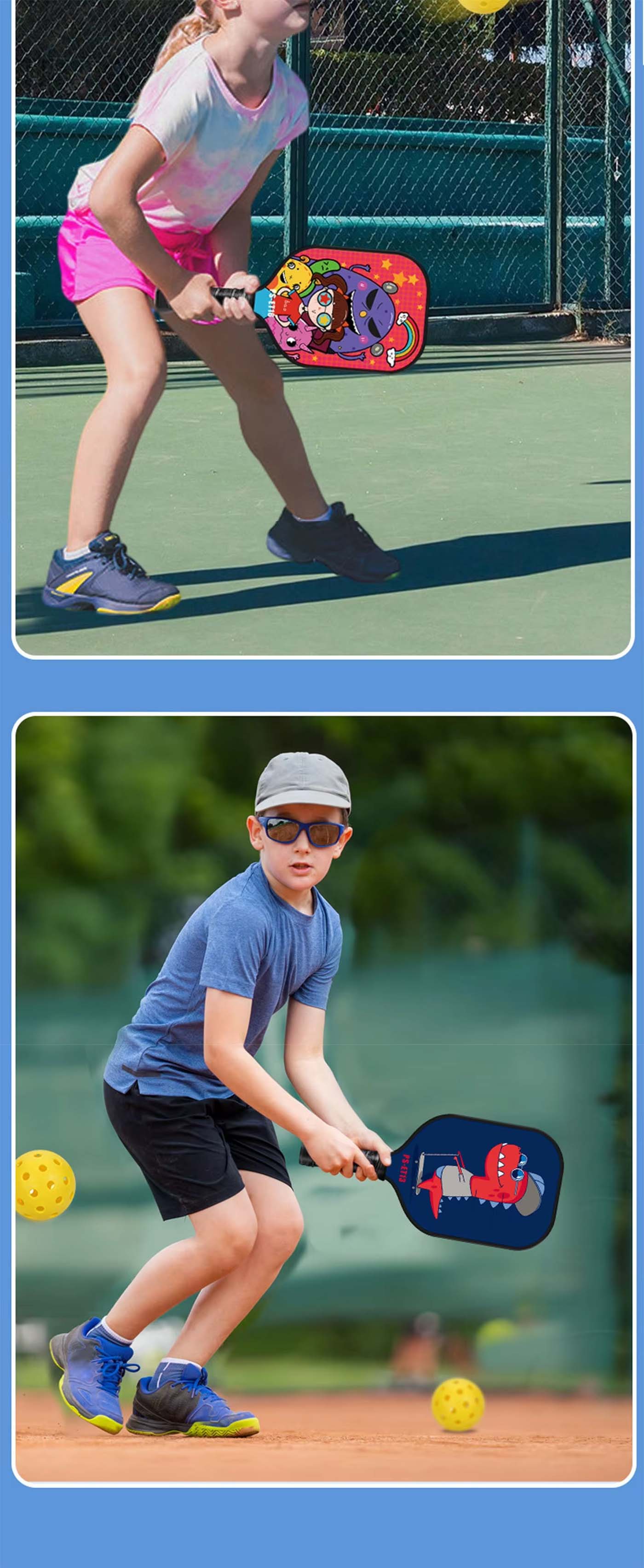 Kids Pickleball Paddle – 16 Fun Cartoon Designs, Lightweight Junior Paddle for Big Fun