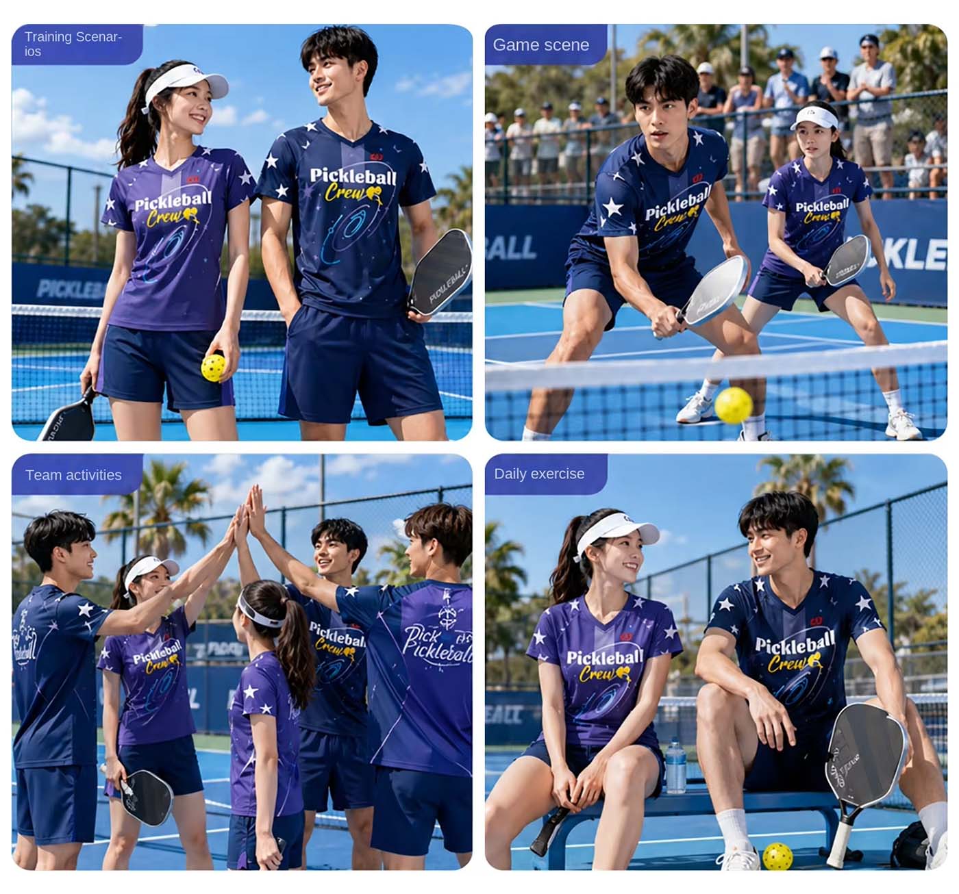 Custom Pickleball Team Uniforms T shirts and shorts for Men and Women
