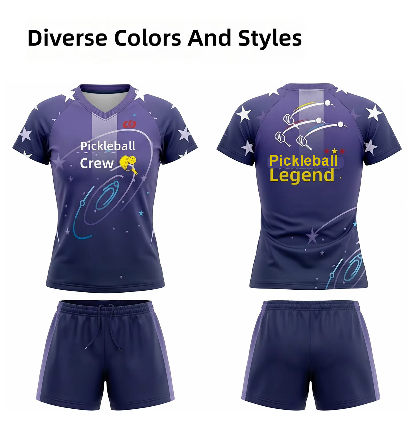 Custom Pickleball Team Uniforms T shirts and shorts for Men and Women