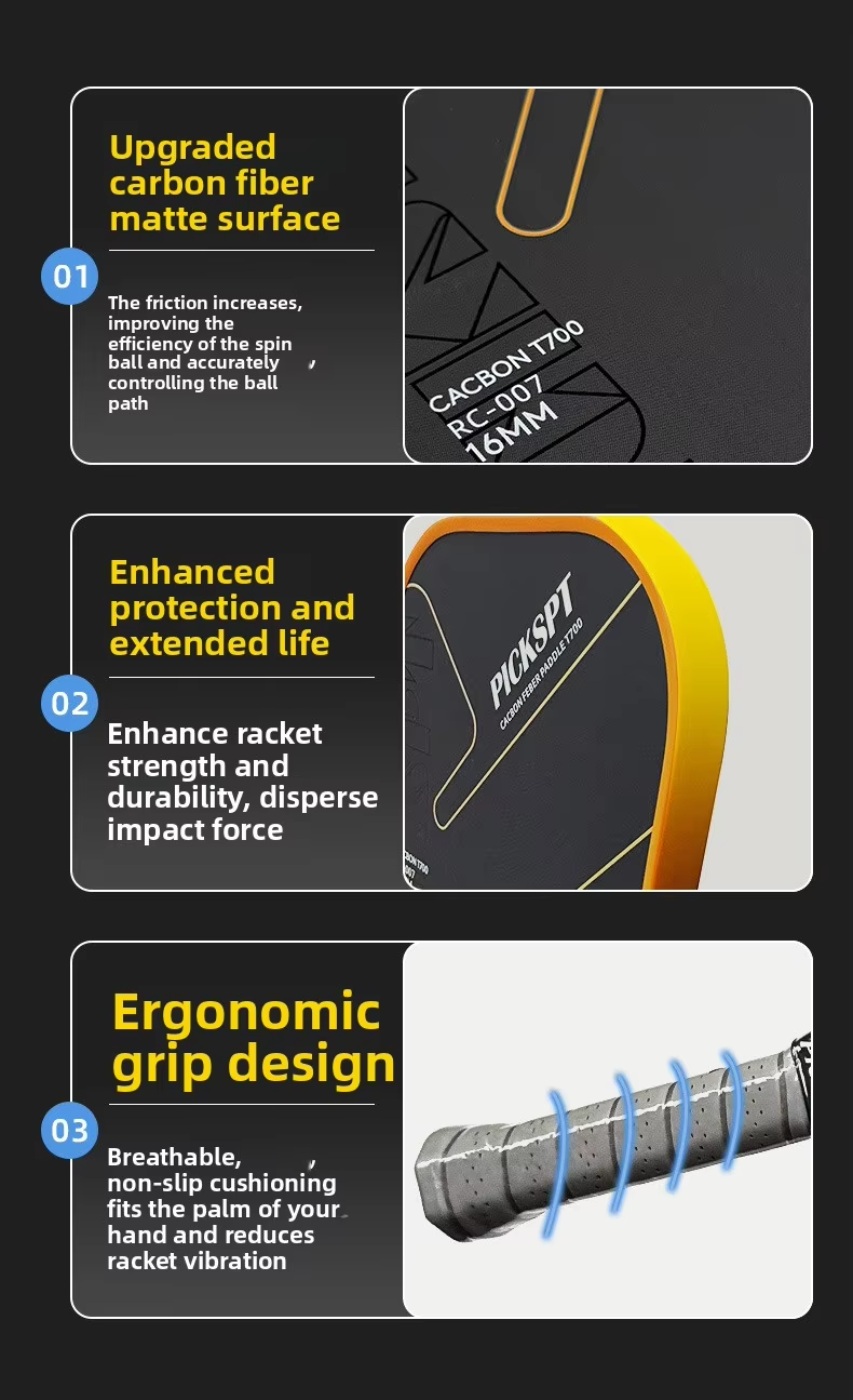 USA-certified generation Foam-core Pickleball Paddle T700 Carbon-fiber RC-007 Model Customizable Size for International
