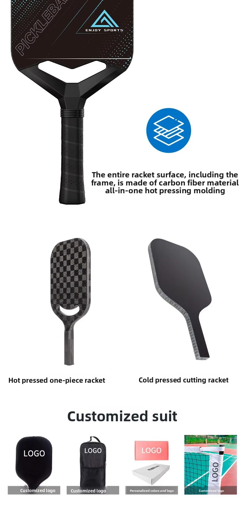 Source-factory Cross-border OEM Custom-made High-end Pickleball Paddle New T700 Carbon Fiber Customized Packaging