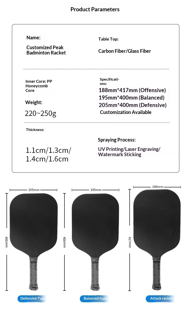 Professional Graphite Carbon Fiber Pickleball Rackets OEM ODM Wholesale Hot Press Integrated Molding Custom Logo Design