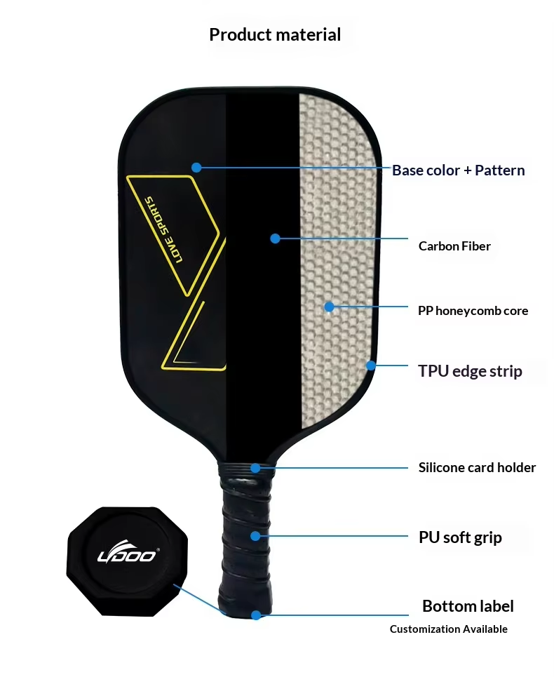 Professional Graphite Carbon Fiber Pickleball Rackets OEM ODM Wholesale Hot Press Integrated Molding Custom Logo Design