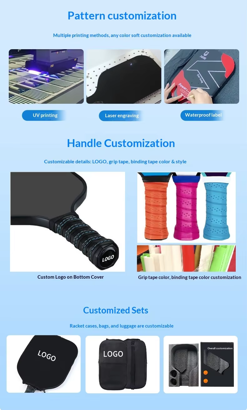 Professional Graphite Carbon Fiber Pickleball Rackets OEM ODM Wholesale Hot Press Integrated Molding Custom Logo Design