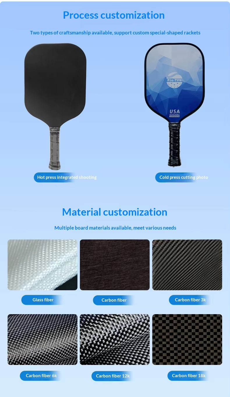 Professional Graphite Carbon Fiber Pickleball Rackets OEM ODM Wholesale Hot Press Integrated Molding Custom Logo Design
