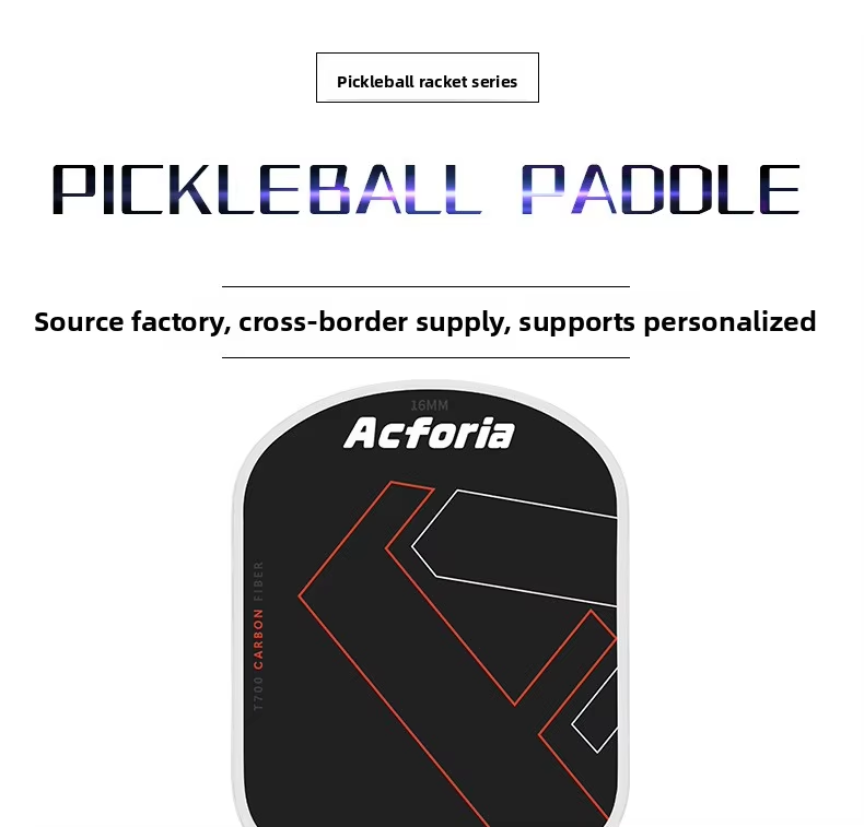 Cross-border 16mm Carbon-Fiber Pickleball Paddle with T700 EPP Black Foam Core Thermoformed Design