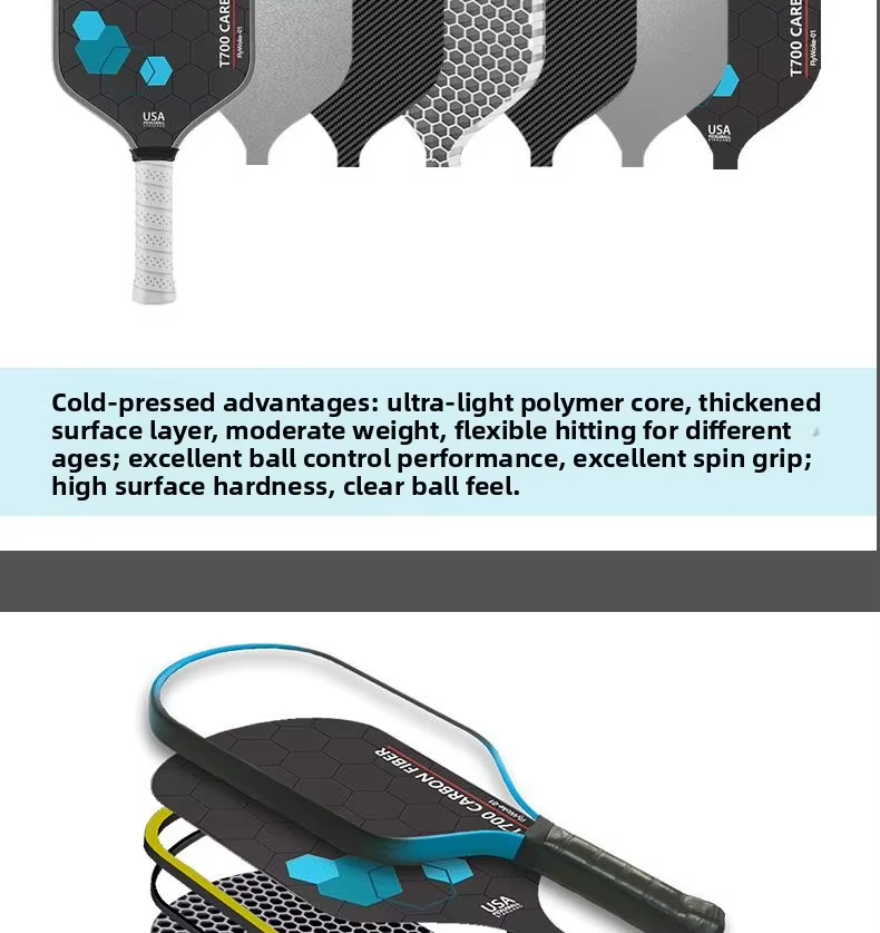 Cross-border 16mm Carbon-Fiber Pickleball Paddle with T700 EPP Black Foam Core Thermoformed Design