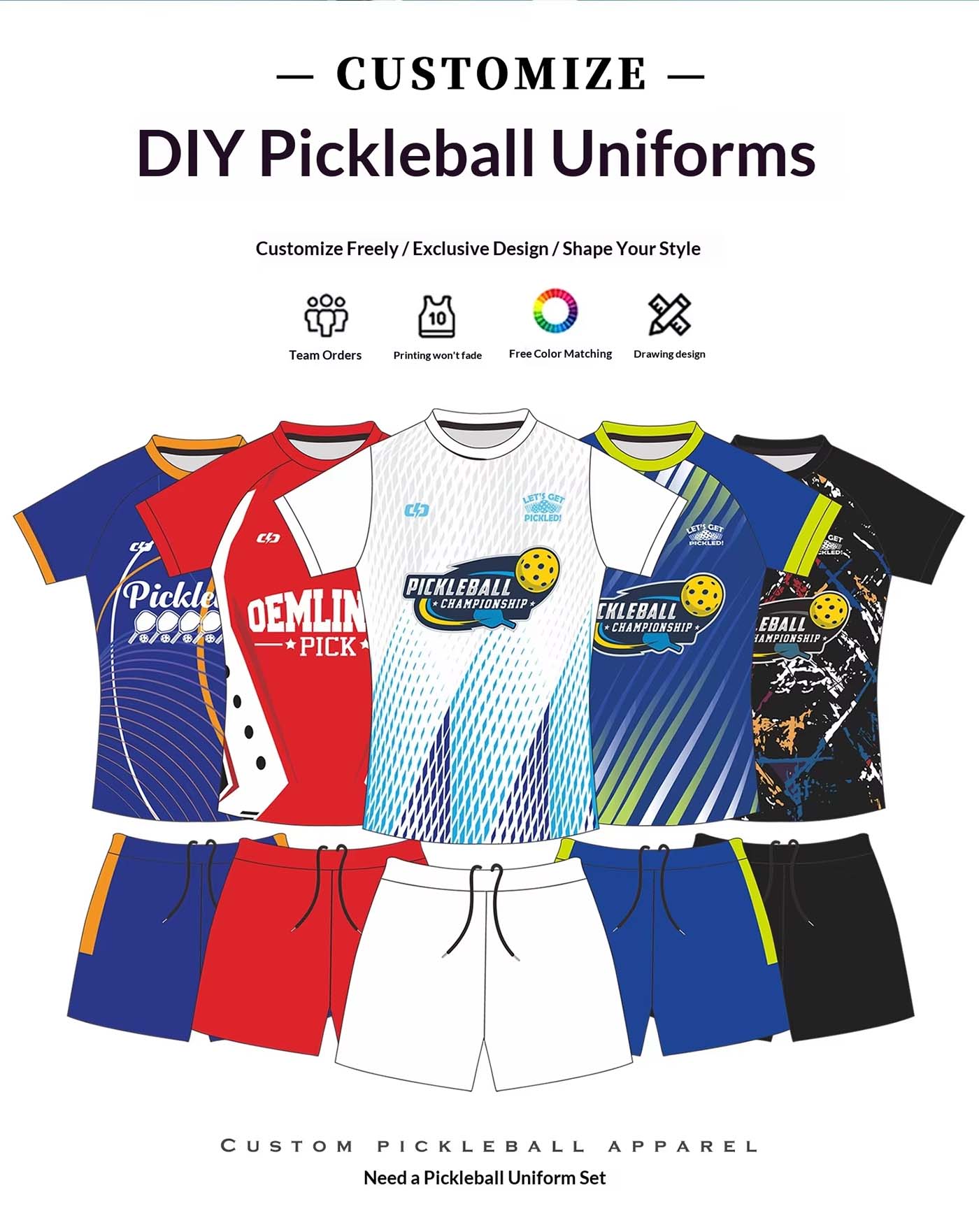 Custom Pickleball Uniform Set – Quick-Dry T-Shirt