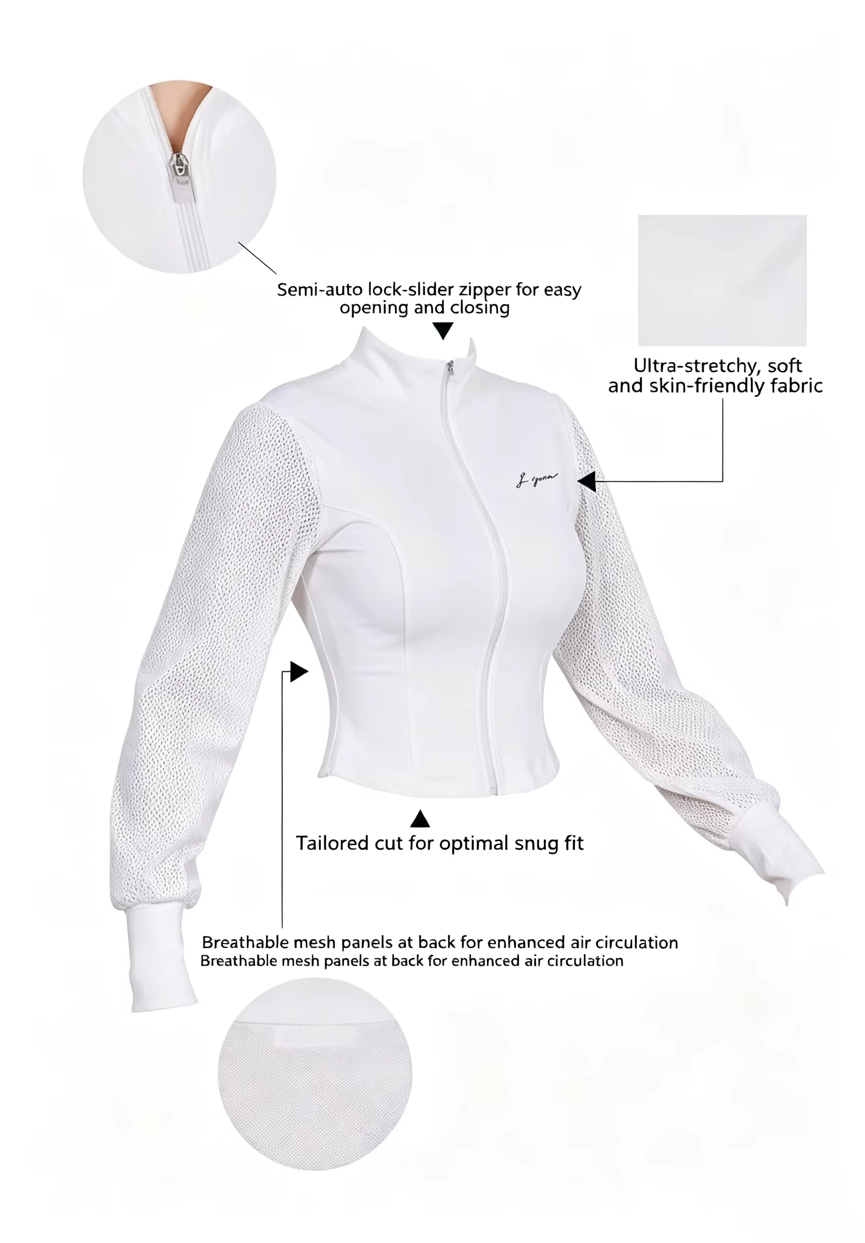 Women Custom Outdoor Sun Protective Breathable Stand Collar Long Sleeve Pickleball Jackets Retro Slim Fit Quick Dry