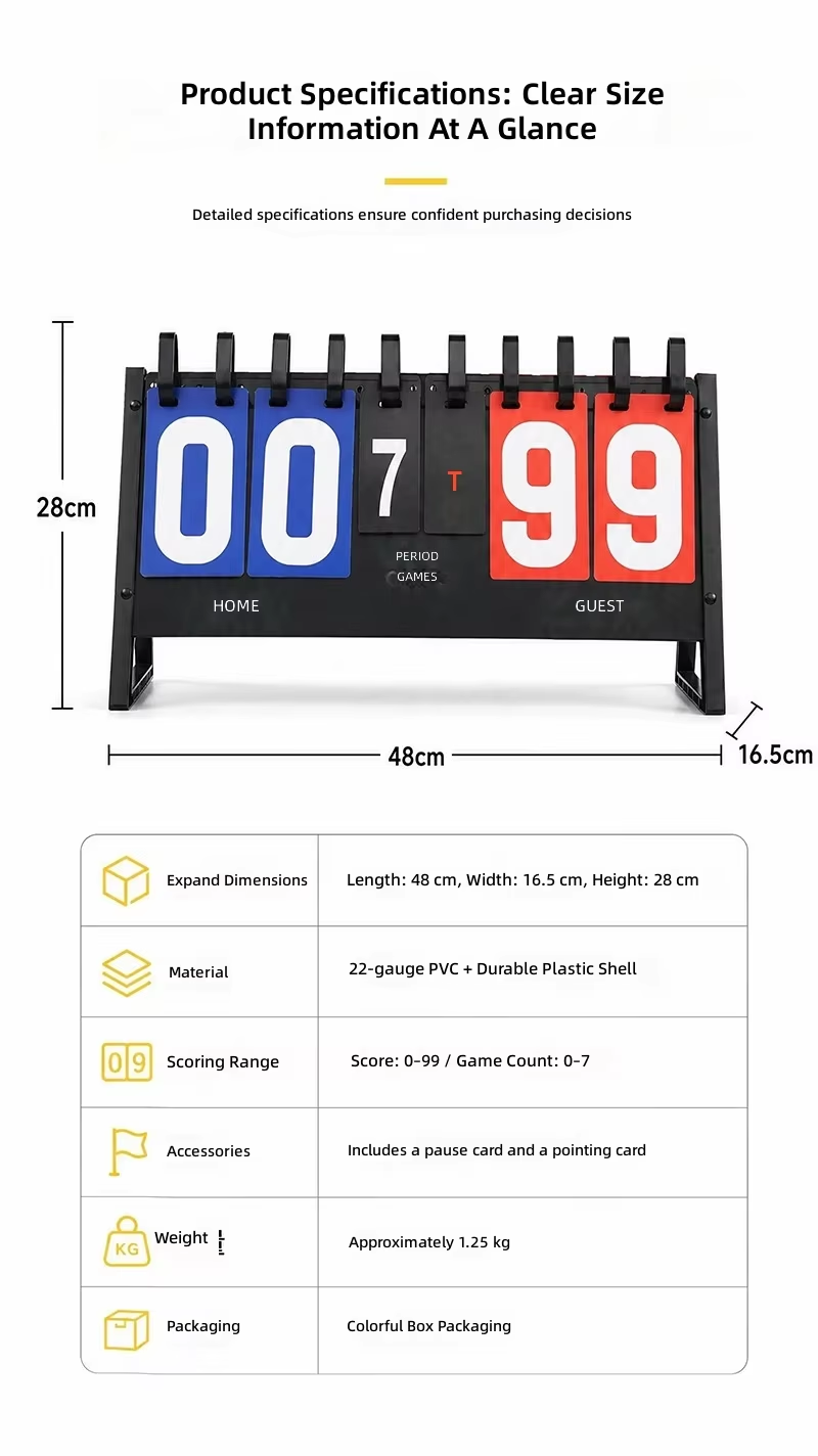Portable Flip Scoreboard – Manual Multi-Sport Score Display for Basketball, Volleyball