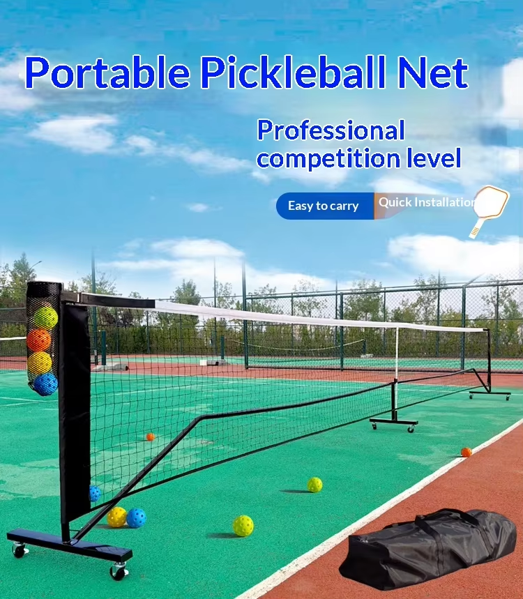 Portable Wheeled Pickleball Net System with Custom Logo Option for Outdoor, Backyard