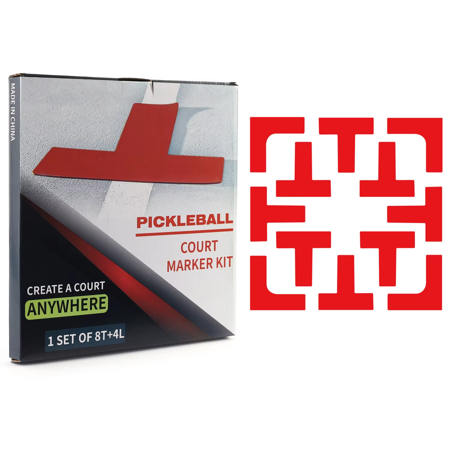 Pickleball Court Boundary Marking Line Set – Portable Referee Bounds Indicator with Precise Layout