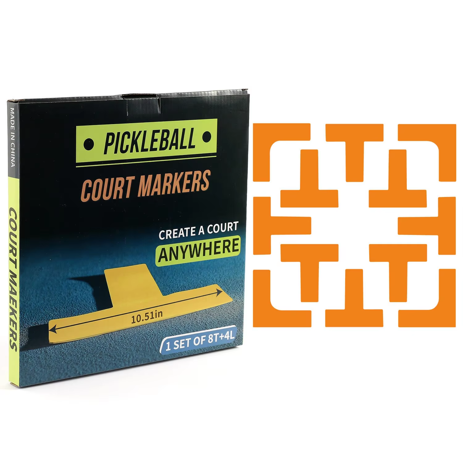 Pickleball Court Boundary Marking Line Set – Portable Referee Bounds Indicator with Precise Layout