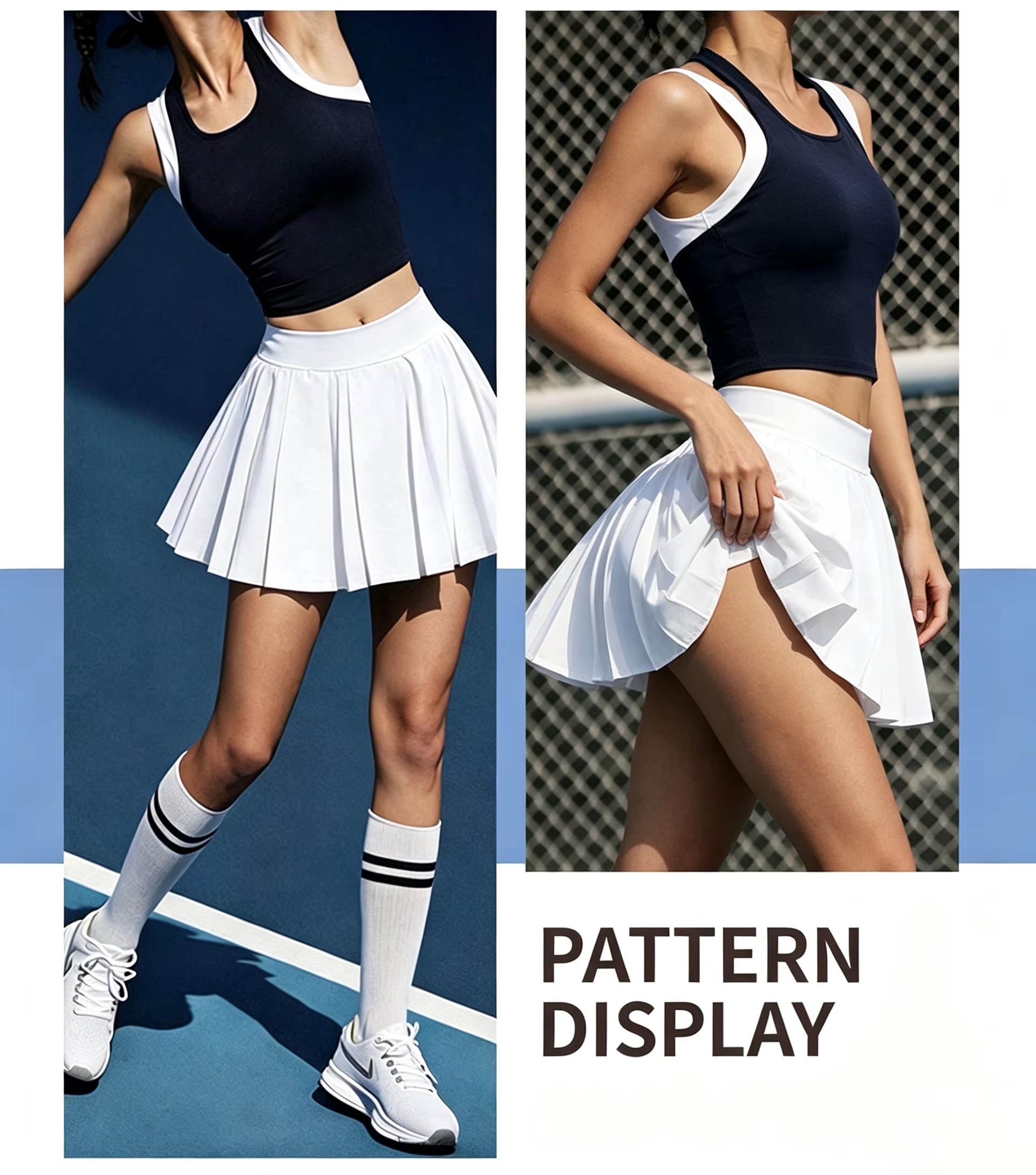 Women's Halter Pickleball Dress Set with Built-in Bra – Quick Dry Pleated Tennis Skirt with Pockets