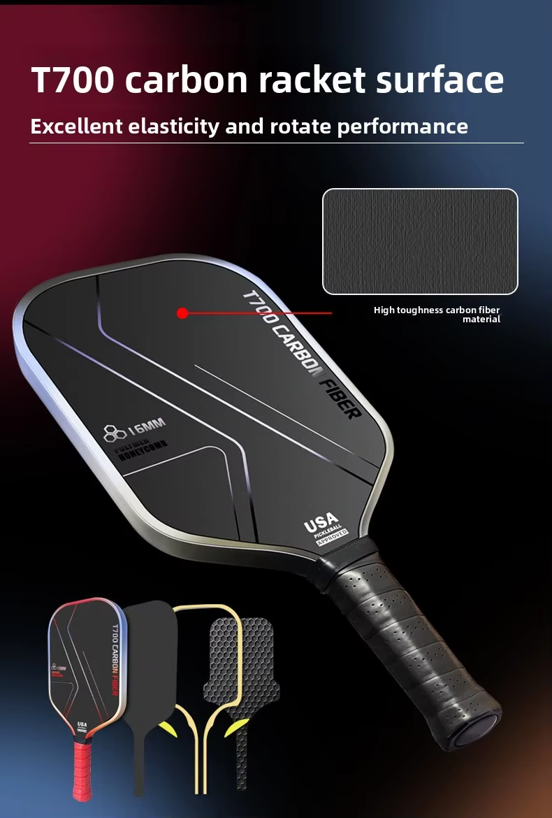 T700 Carbon Fiber Pickleball Paddle Set – 2 Rackets with Honeycomb Core, Carry Bag and 4 Balls Bundle