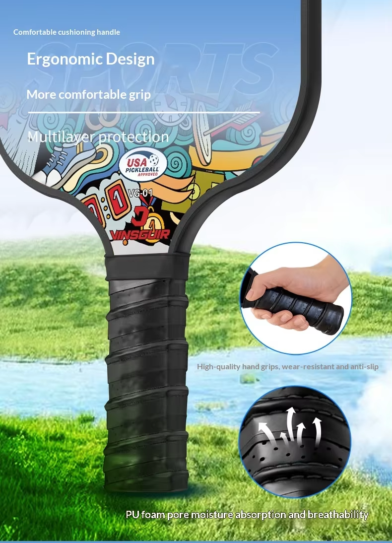 Custom Pickleball Paddle Set of 2 - T700 Carbon Fiberglass Rackets with Honeycomb Core, Bag and Balls