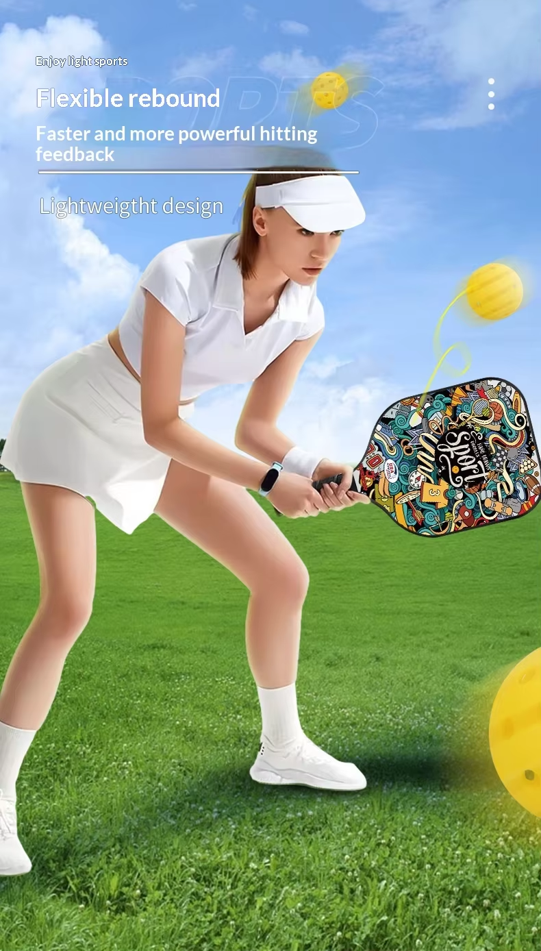Custom Pickleball Paddle Set of 2 - T700 Carbon Fiberglass Rackets with Honeycomb Core, Bag and Balls