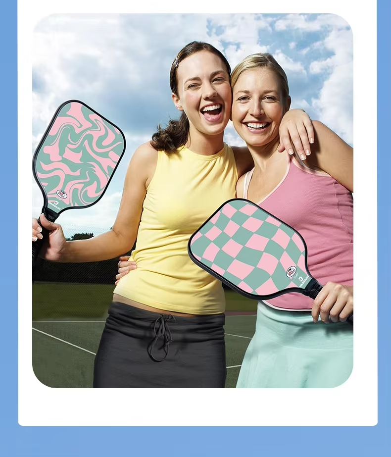 Custom Pickleball Paddle Set of 2 - T700 Carbon Fiberglass Rackets with Honeycomb Core, Bag and Balls