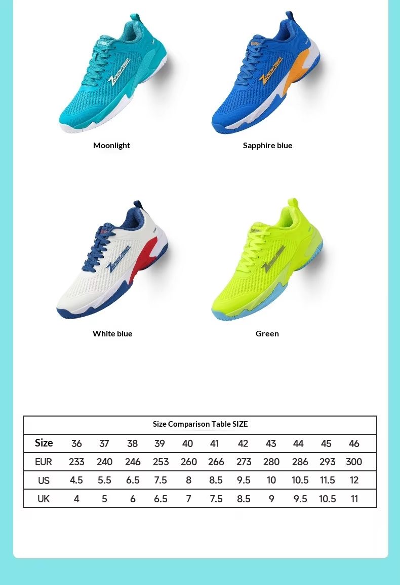 Unisex Pickleball Tennis Court Shoes - Breathable Non-Slip TPU Mesh with EVA Shock Absorbing Midsole