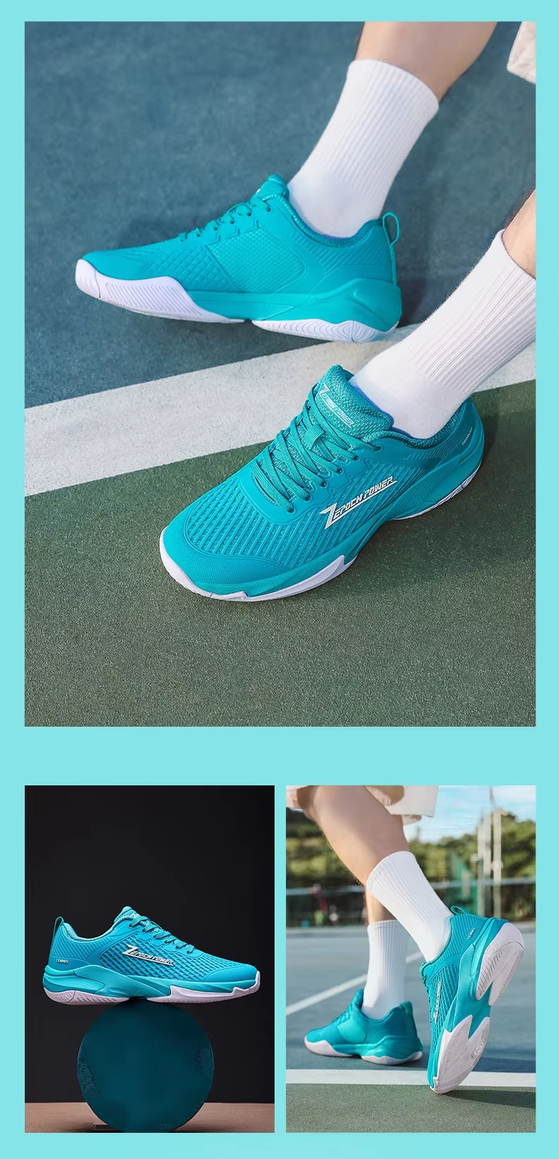 Unisex Pickleball Tennis Court Shoes - Breathable Non-Slip TPU Mesh with EVA Shock Absorbing Midsole