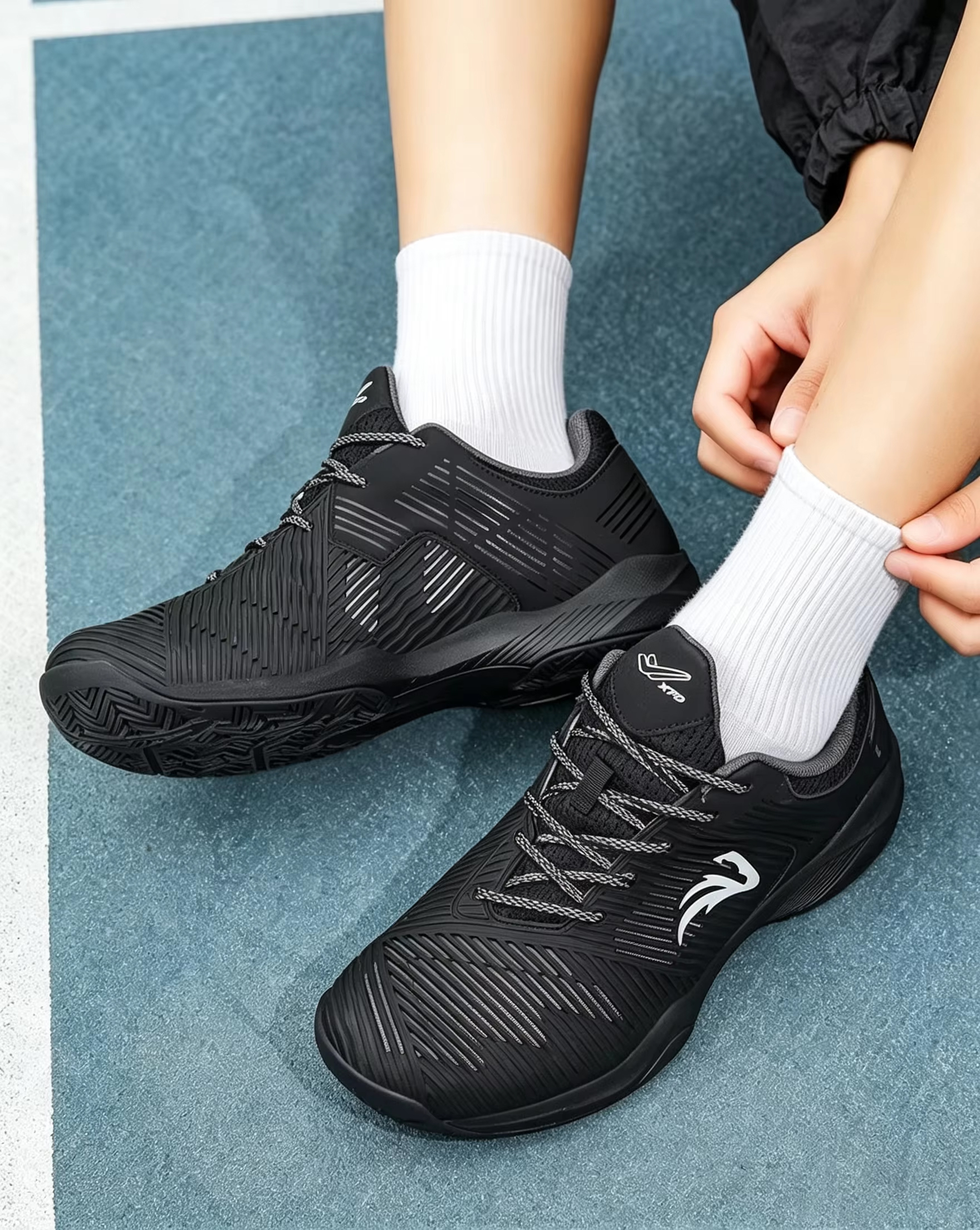 Unisex Pickleball Tennis Court Shoes with Carbon Plate - Non-Marking Rubber Sole Shock-Absorbing Midsole