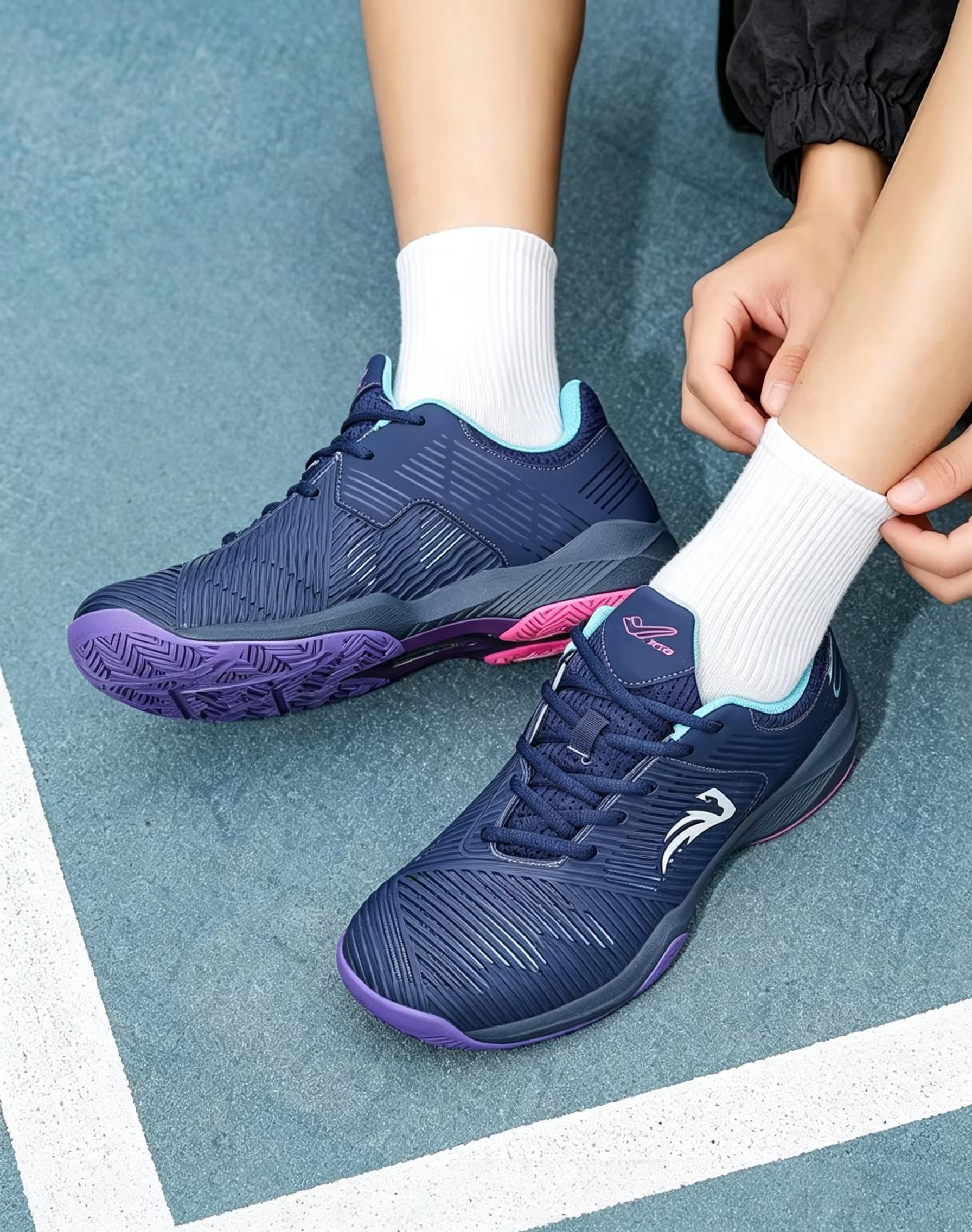 Unisex Pickleball Tennis Court Shoes with Carbon Plate - Non-Marking Rubber Sole Shock-Absorbing Midsole