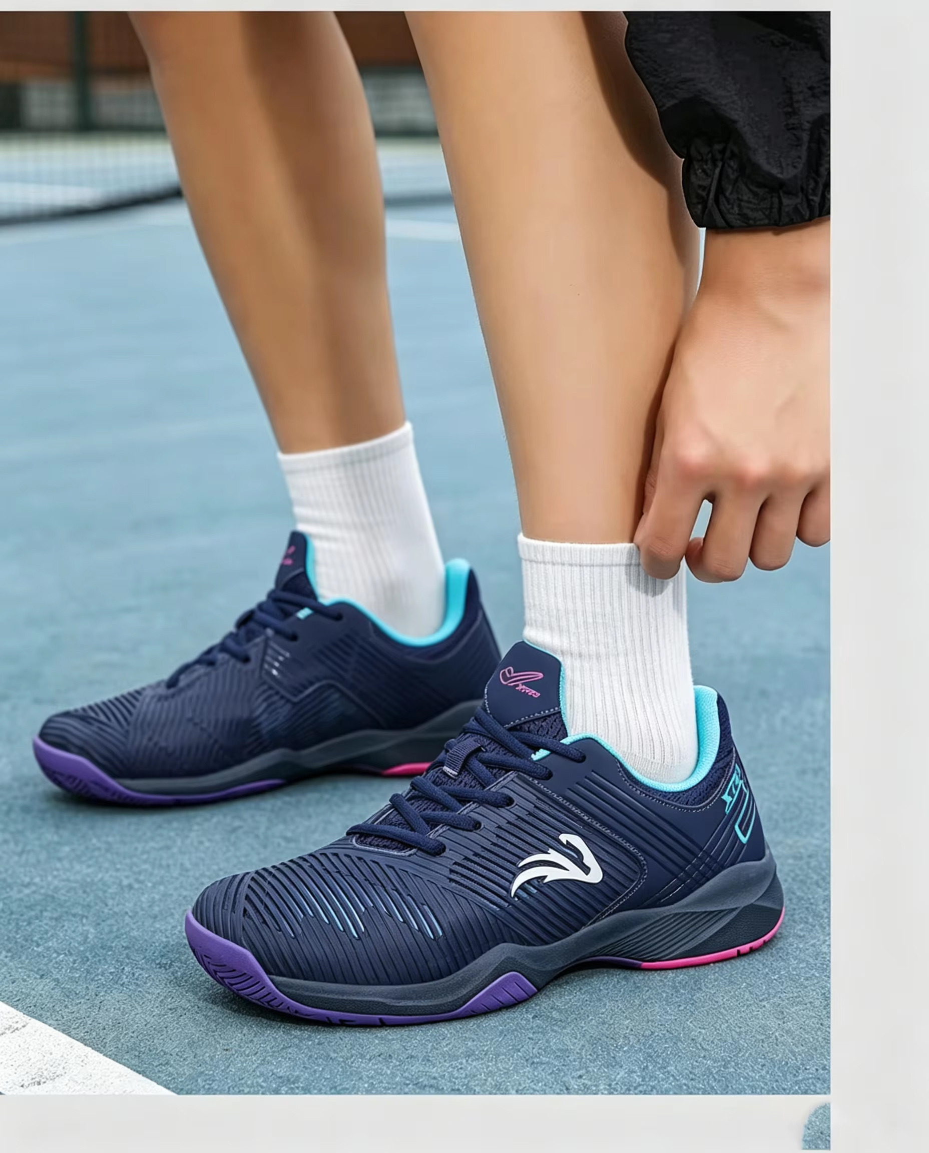Unisex Pickleball Tennis Court Shoes with Carbon Plate - Non-Marking Rubber Sole Shock-Absorbing Midsole